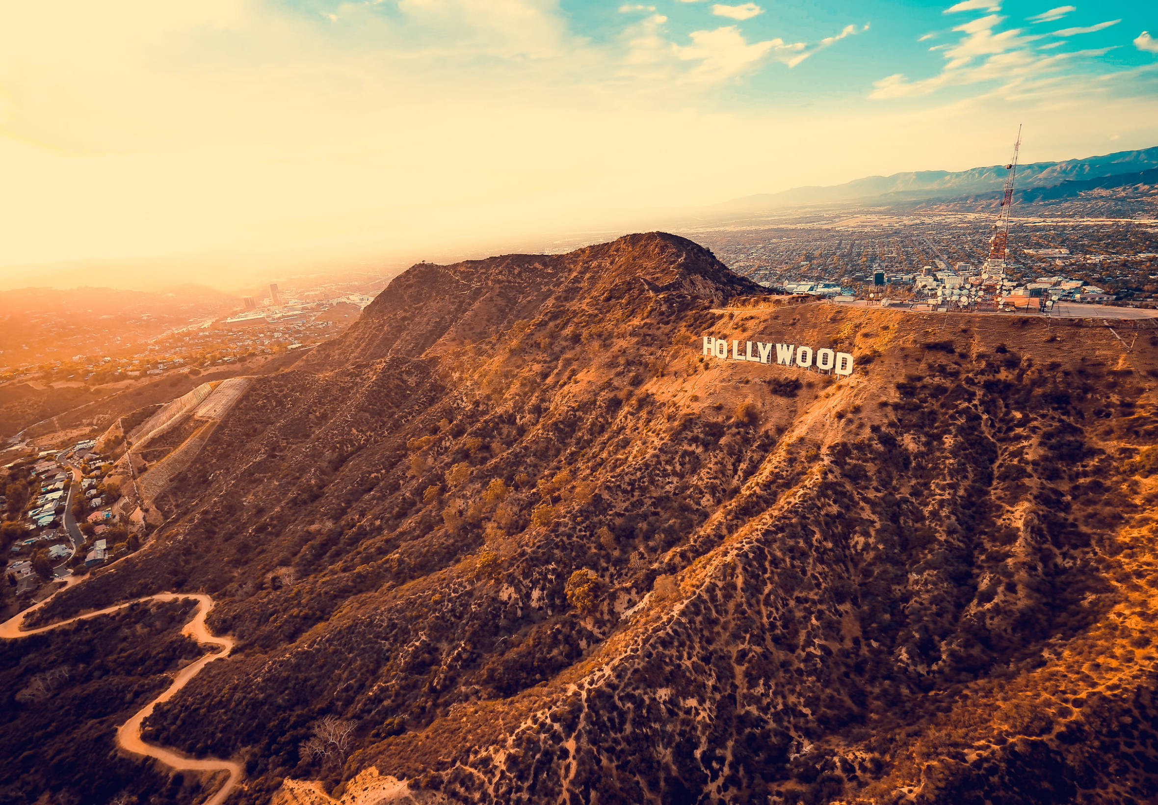 Hollywoodskiltet Los Angeles solnedgang Wallpapers