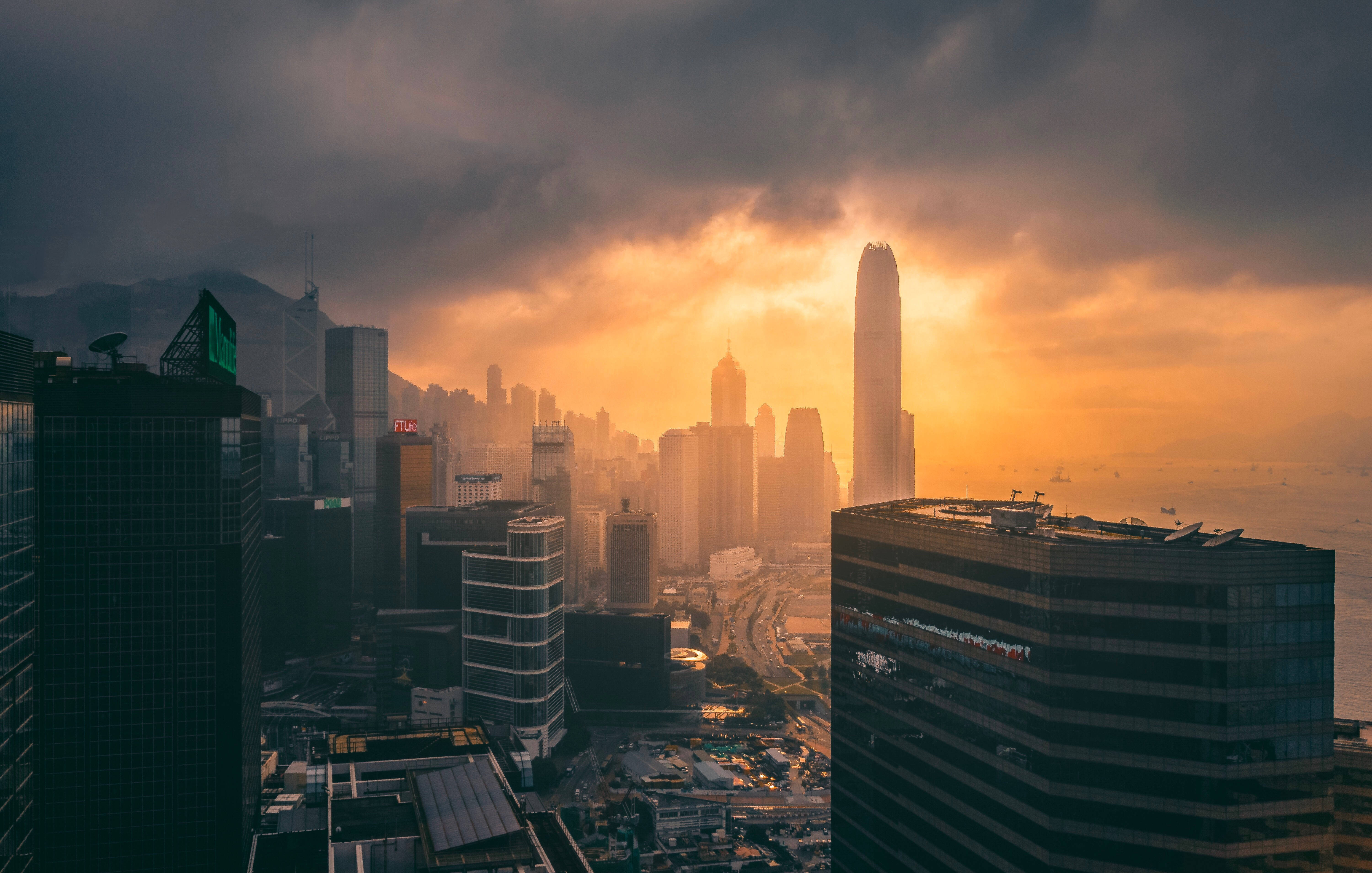 Hong Kong Skyline Solnedgang Wallpapers