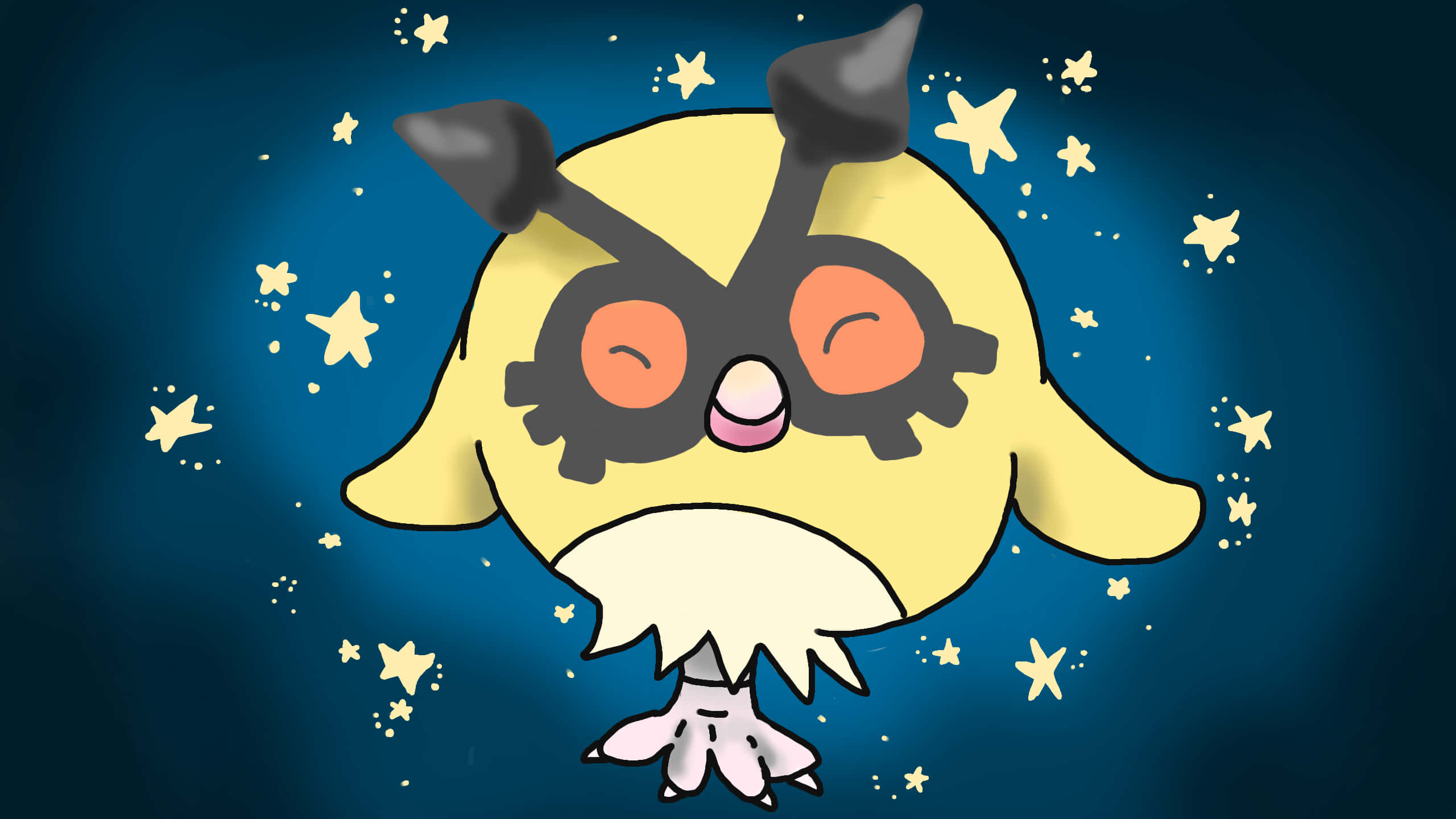 Hoothoot illustration på blå baggrund Wallpapers