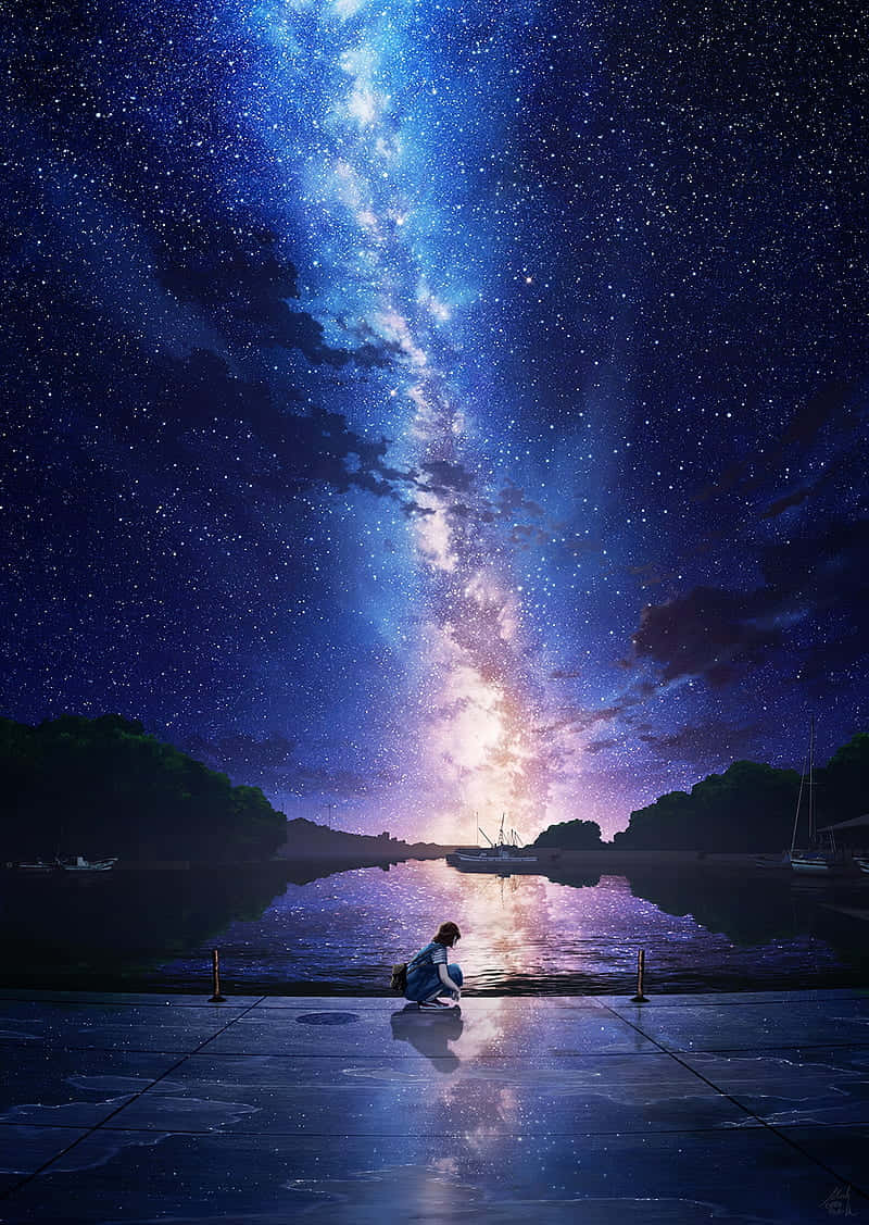 Horisontal nattehimmel anime Wallpapers