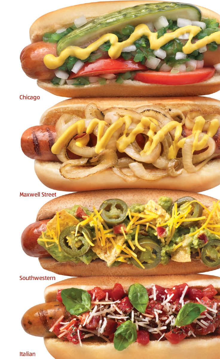 hotdogs med forskelligt tilbehør Wallpapers