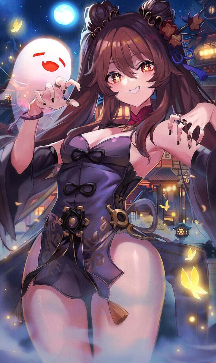 Hu Tao i sort kostume PFP Wallpapers