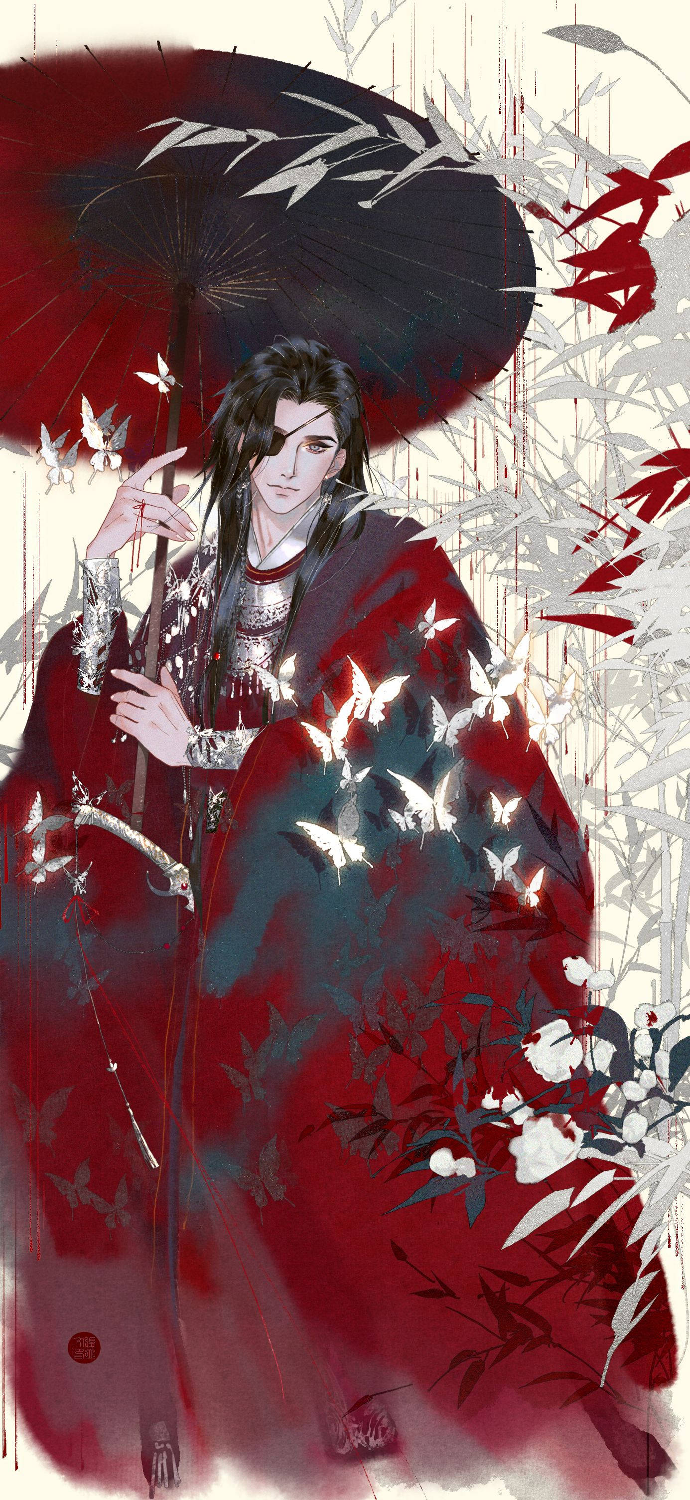 Hua Cheng rød kunst Wallpapers