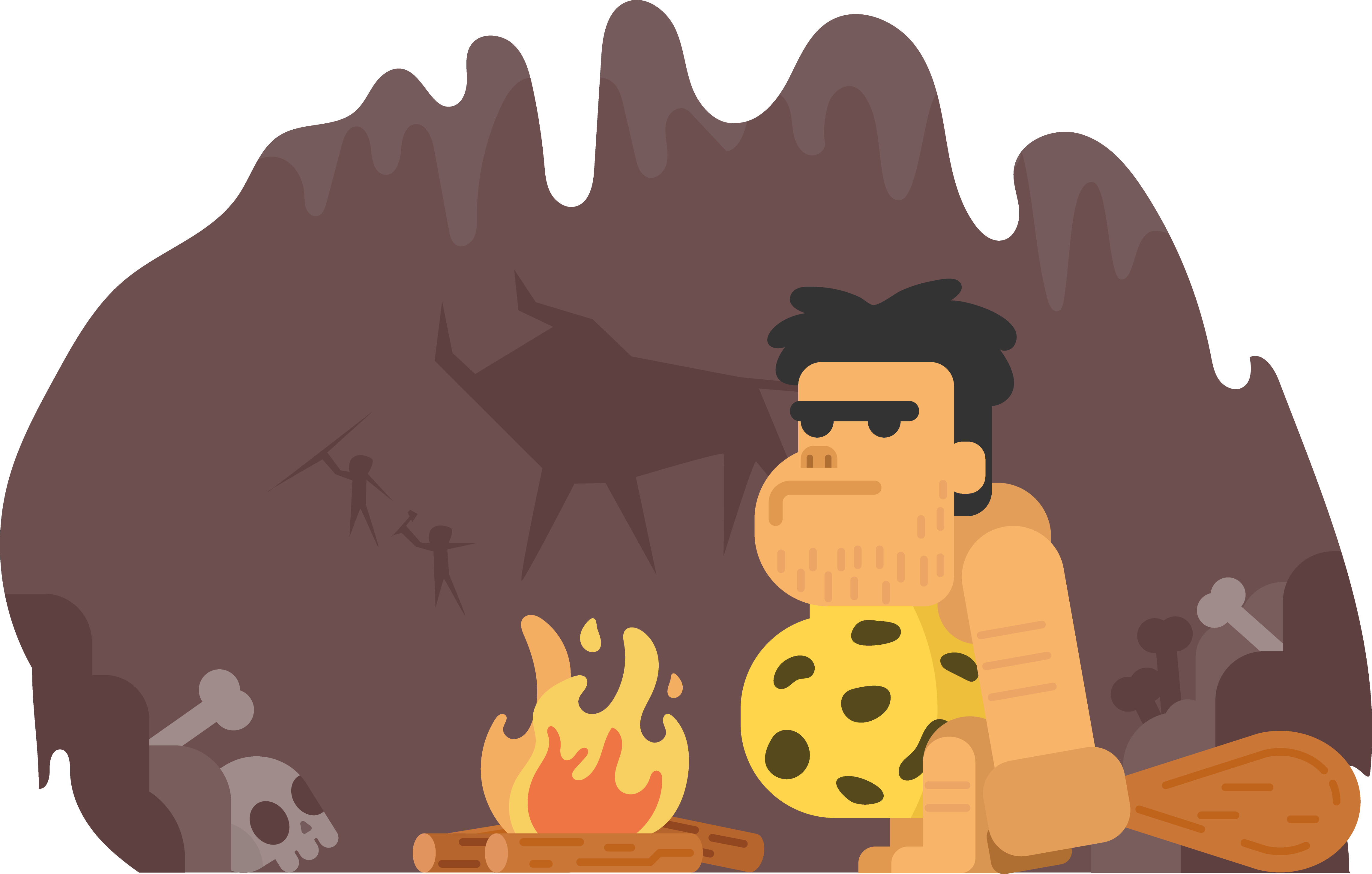 Hulemand ved bål illustration Wallpapers