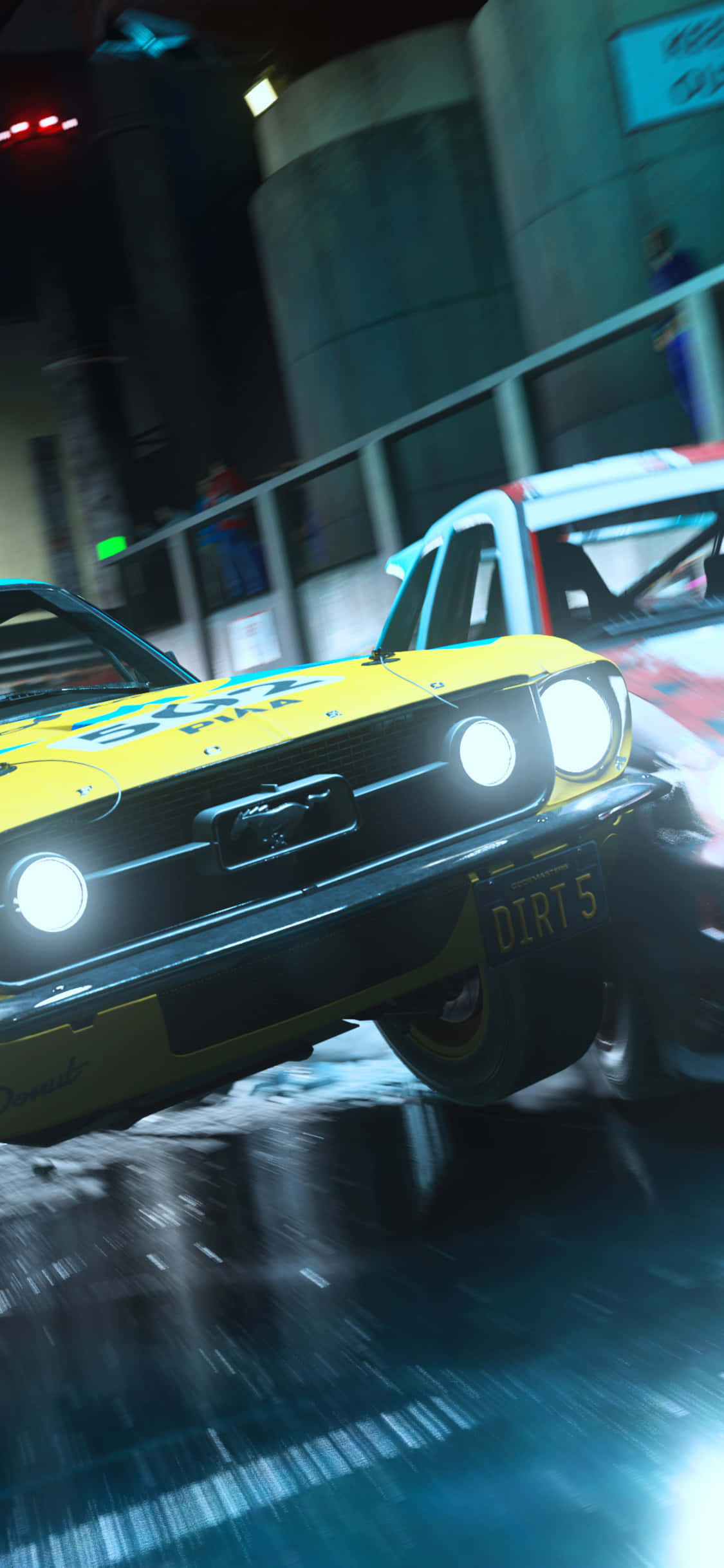 Hvid Dirt Rally-bil suser afsted mod en farverig baggrund Wallpapers