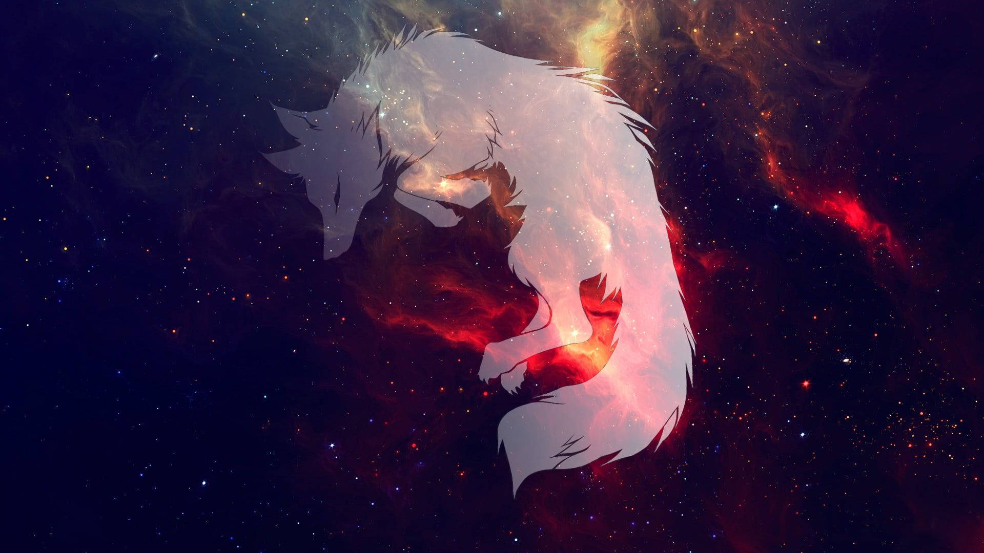 Hvid galakseulv silhuet Wallpapers