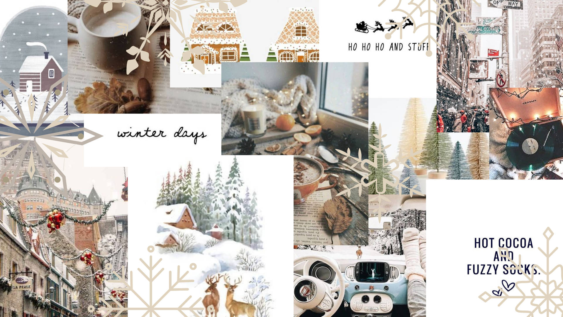 Hvid julecollage Wallpapers
