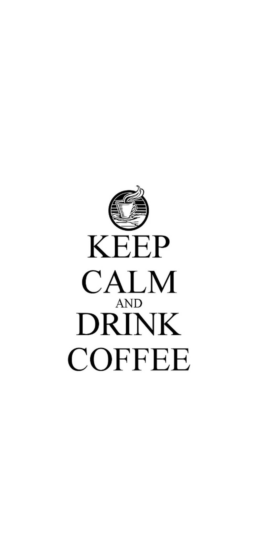 Hvid Keep Calm drik kaffe iPhone Wallpapers