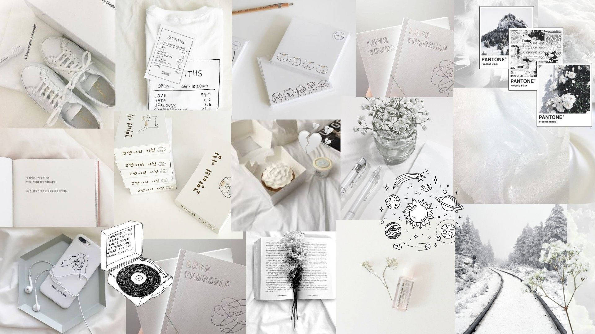 Hvid luksus collage doodles Pinterest æstetik Wallpapers