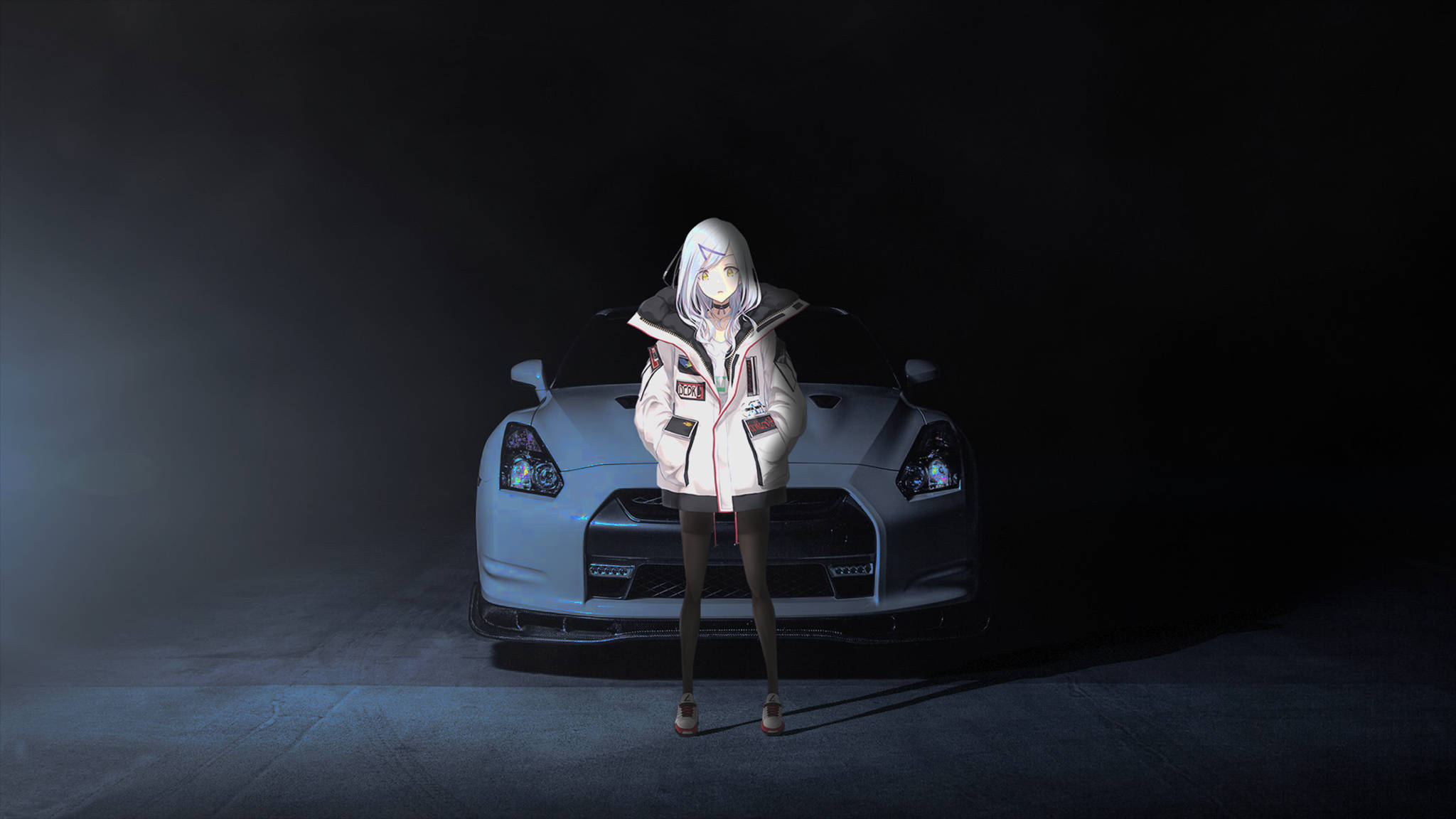 Hvid Nissan Anime Bil Wallpapers