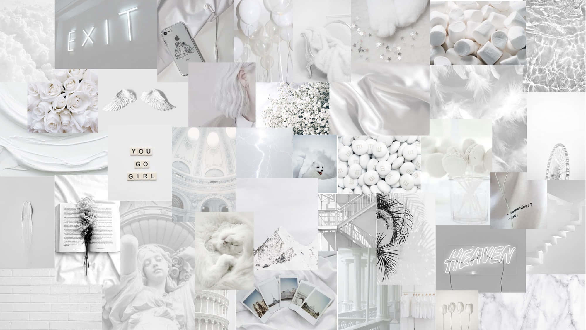hvid og guld collage med forskellige billeder Wallpapers