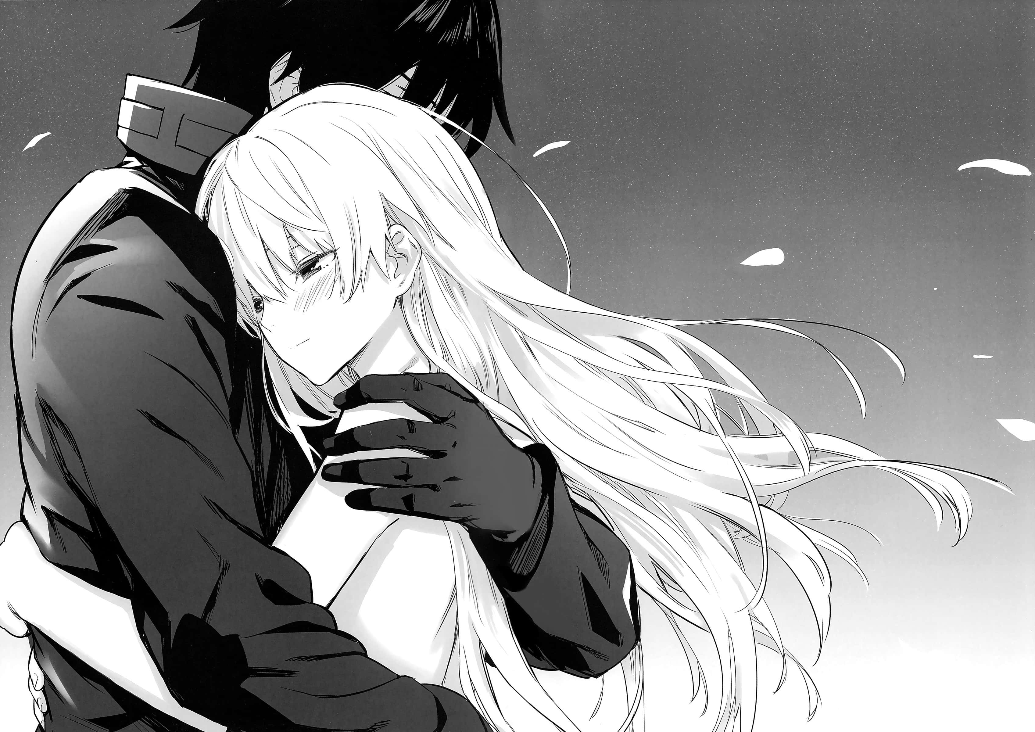 Hvid og sort anime profilbillede af par Wallpapers