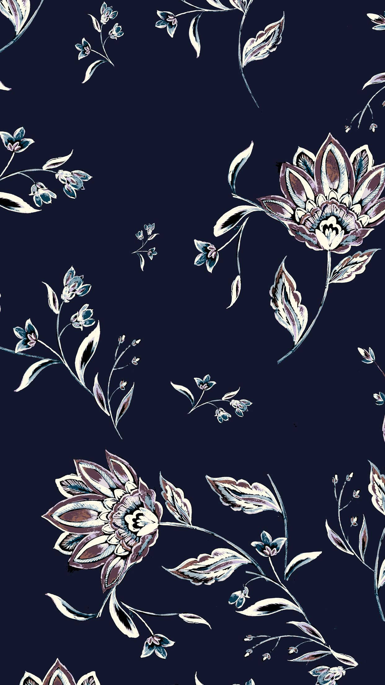 Hvide blomsterkonturer floral iPhone Wallpapers