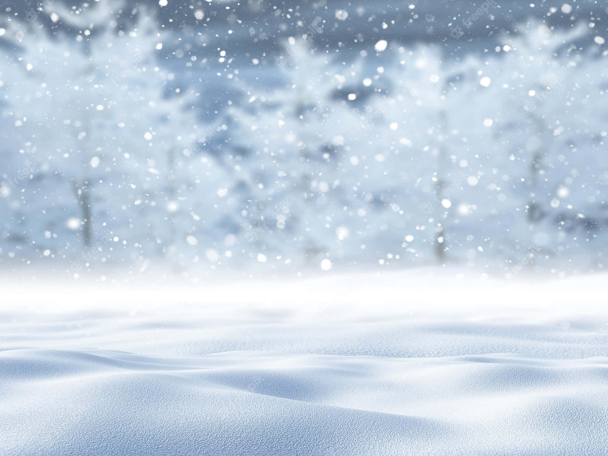 Hvide vintertræer med faldende sne baggrund Wallpapers