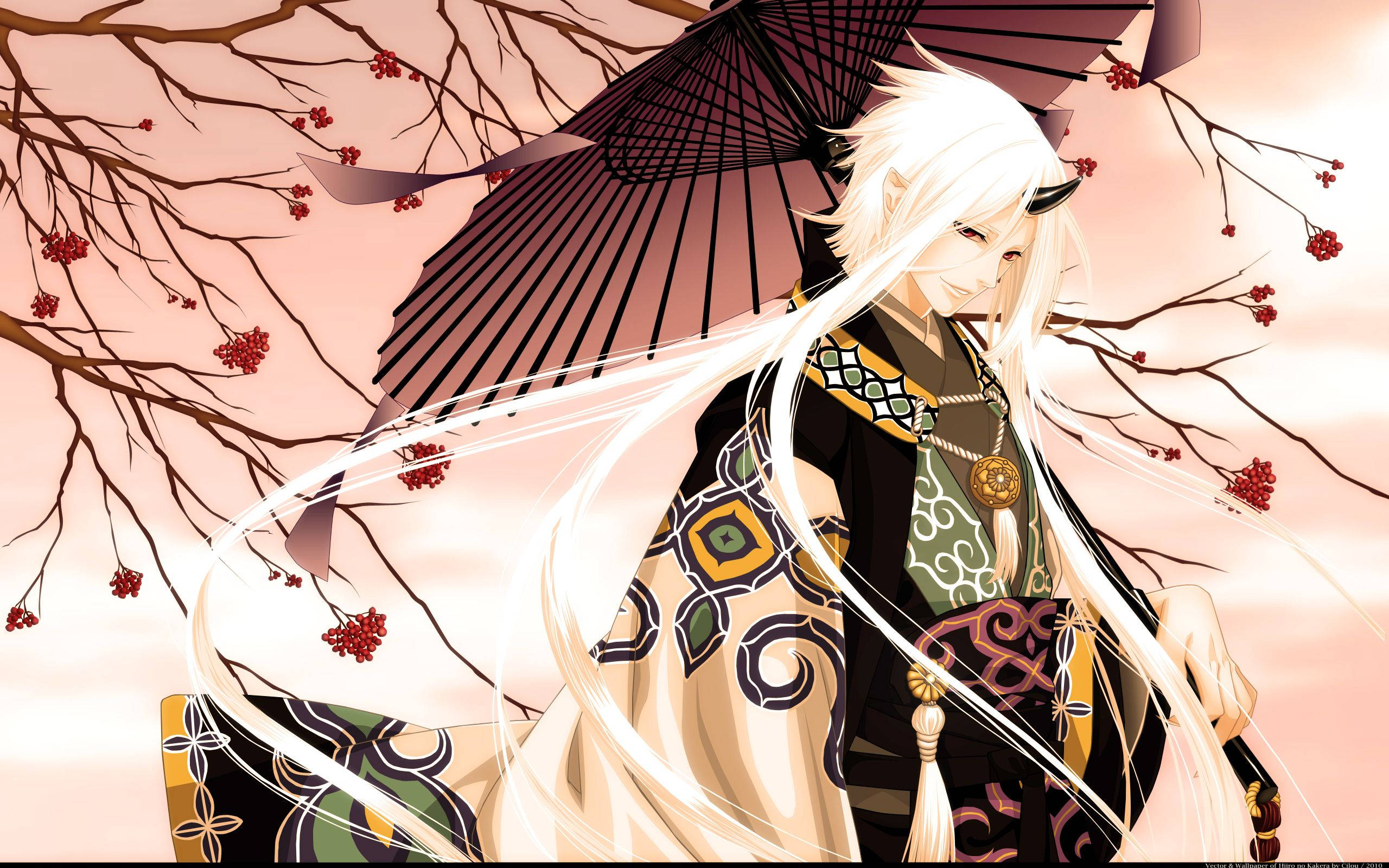 Hvidhåret anime-dæmon Wallpapers