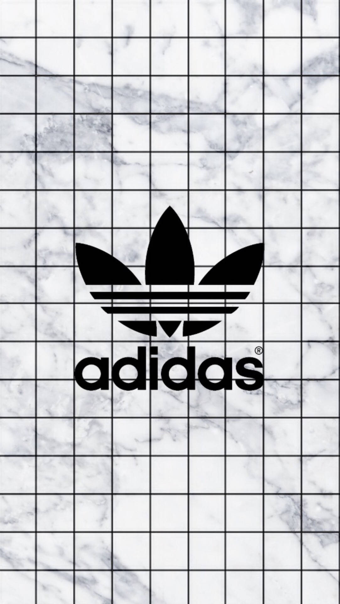 Hvidt æstetisk Tumblr Adidas-logo på marmor Wallpapers