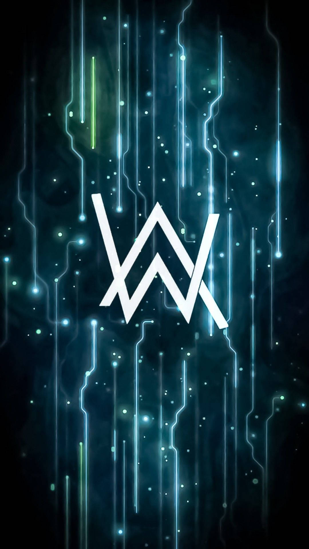 Hvidt Alan Walker-logo med abstrakt baggrund Wallpapers