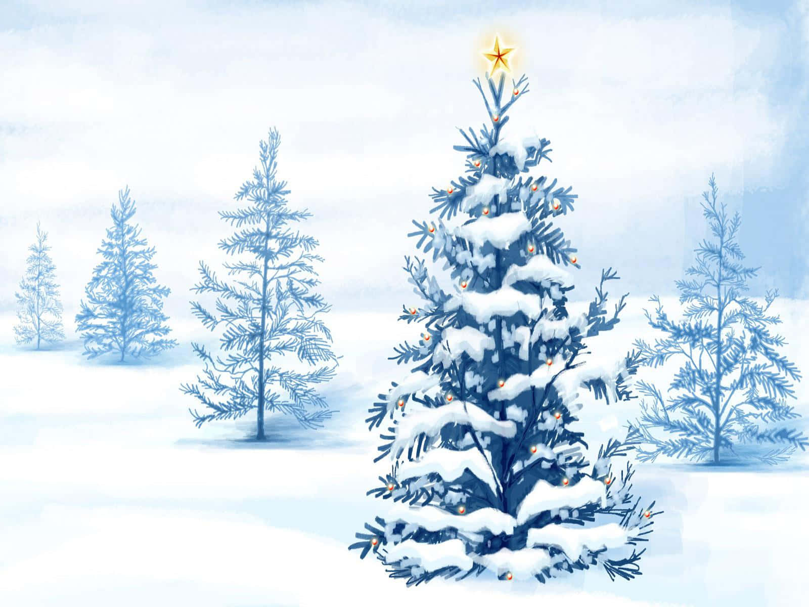 Hvidt juletræ med stjerne Wallpapers