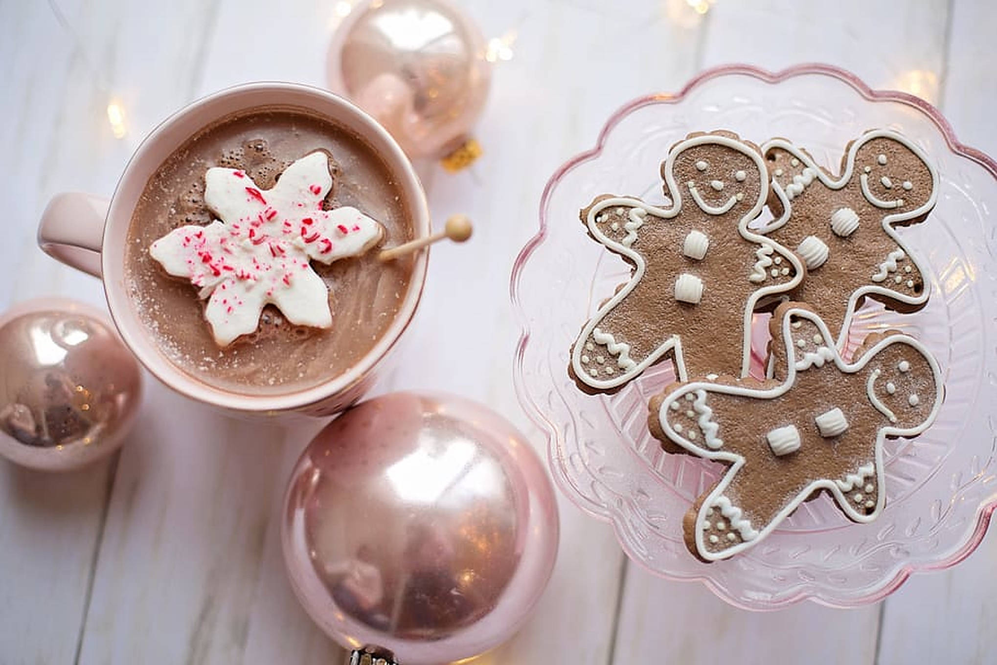 Hygge julestemning i pastelrosa Wallpapers
