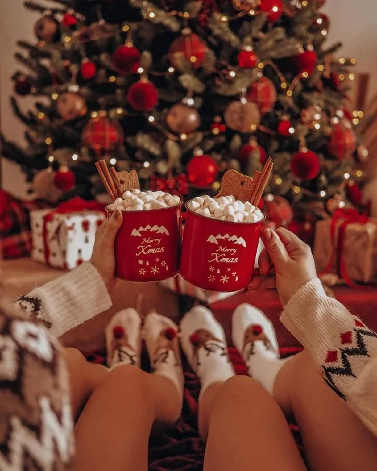 Hyggelig julestemning med rød kop Wallpapers