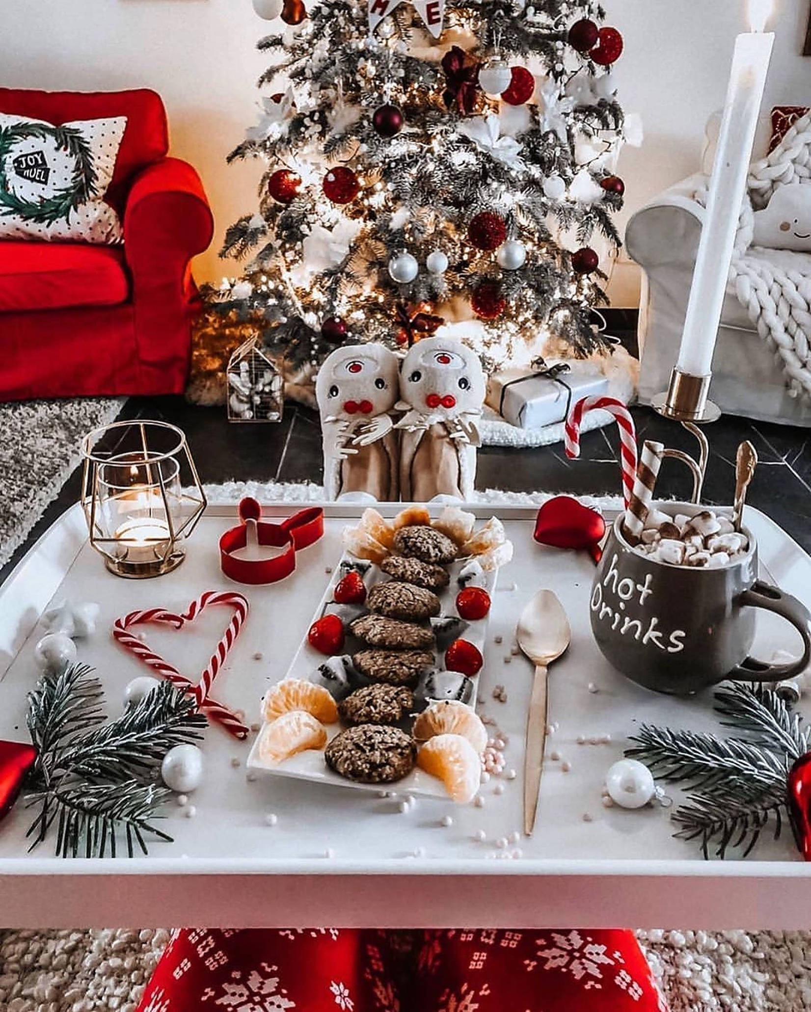 Hygiejnisk julestemning med morgenmad i sengen Wallpapers