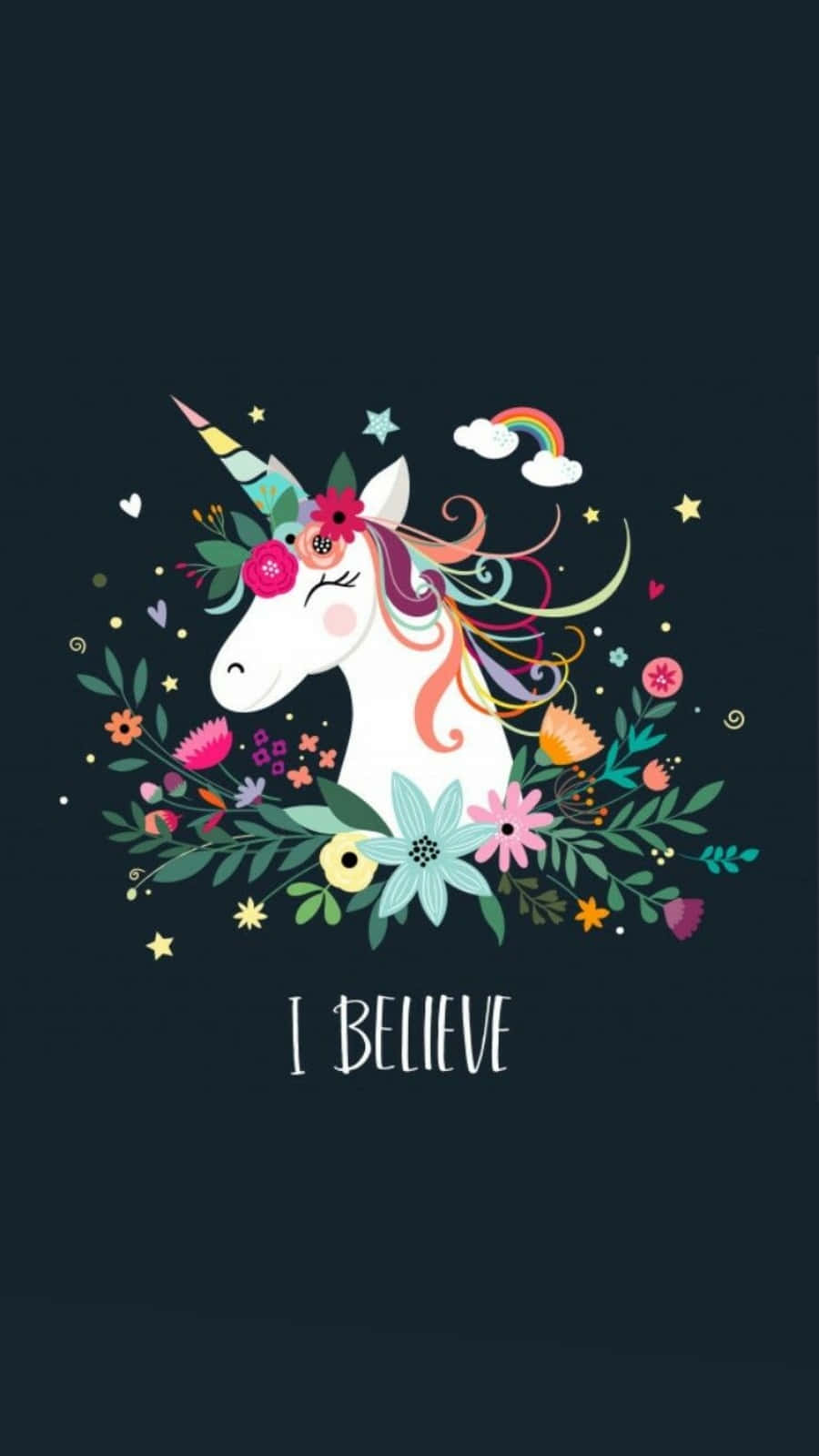 I Believe Floral iPhone Enhjørning Wallpapers