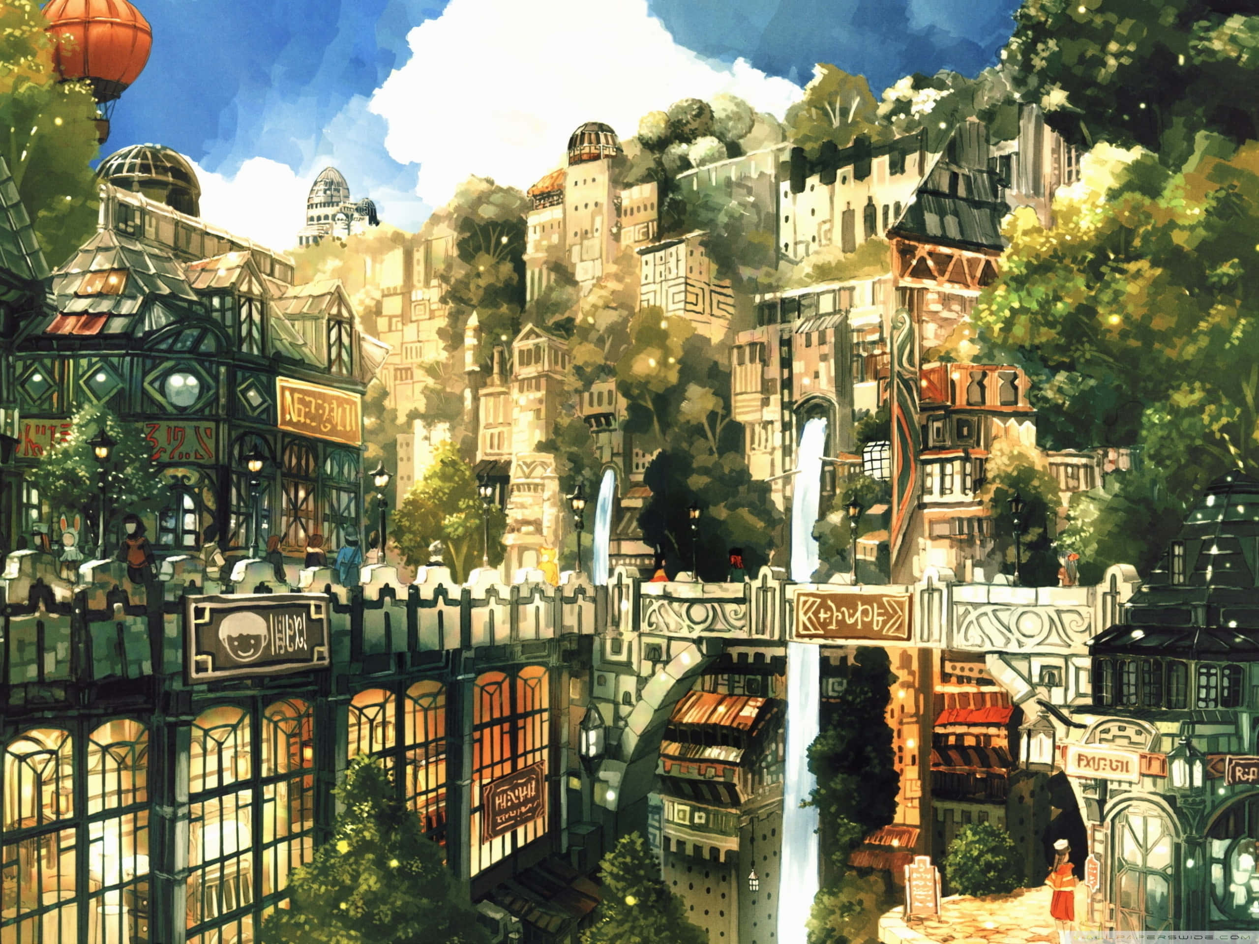 Idyllisk udsigt over Anime City Wallpapers