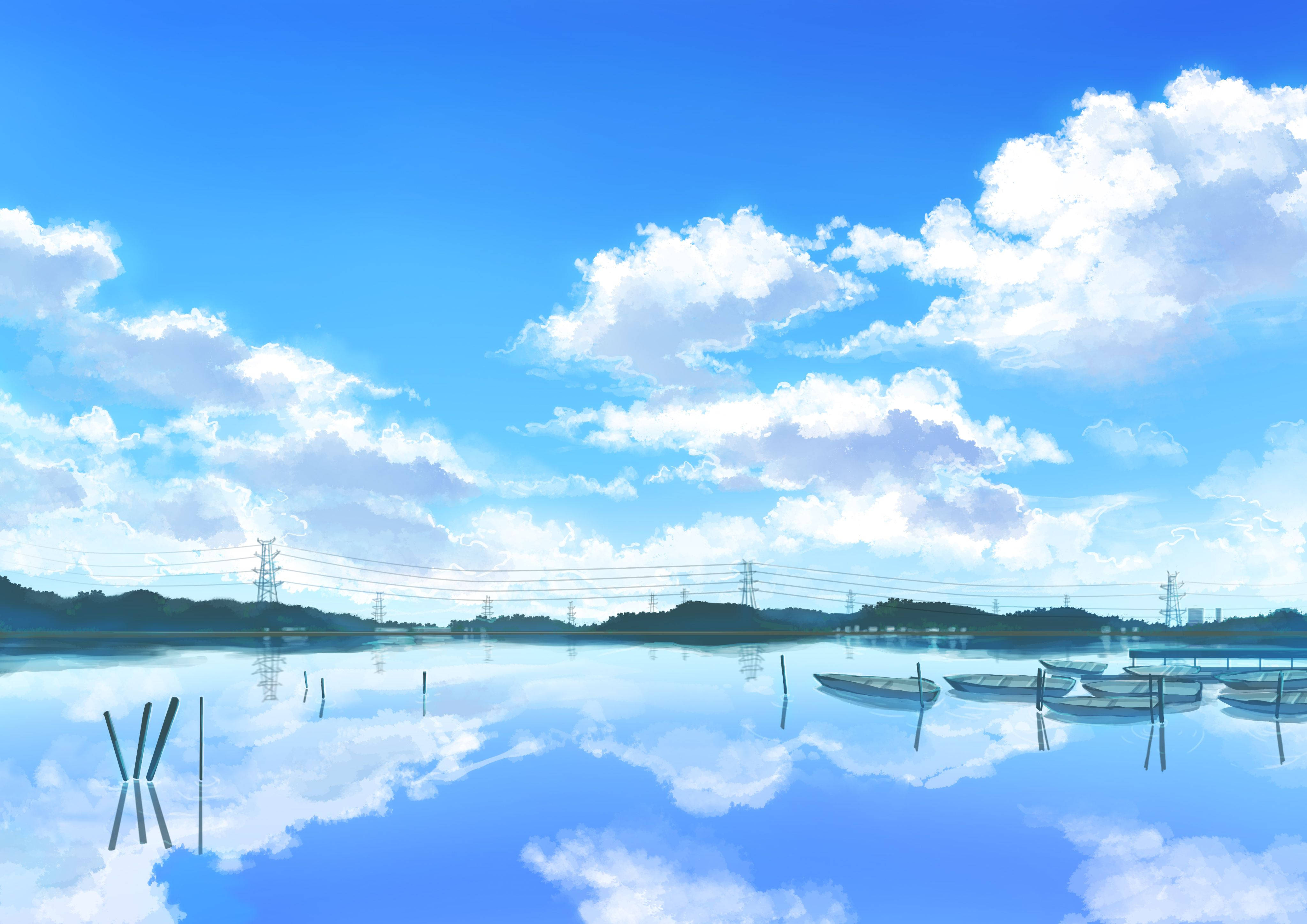 Ikke ophavsretligt beskyttet blåt æstetisk maleri Wallpapers