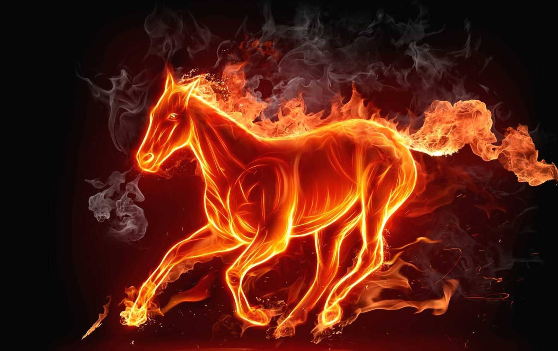 Ildfuld Løbende Hest 3D Animation Wallpapers