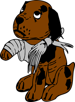 Illustration af såret tegneseriehund Wallpapers