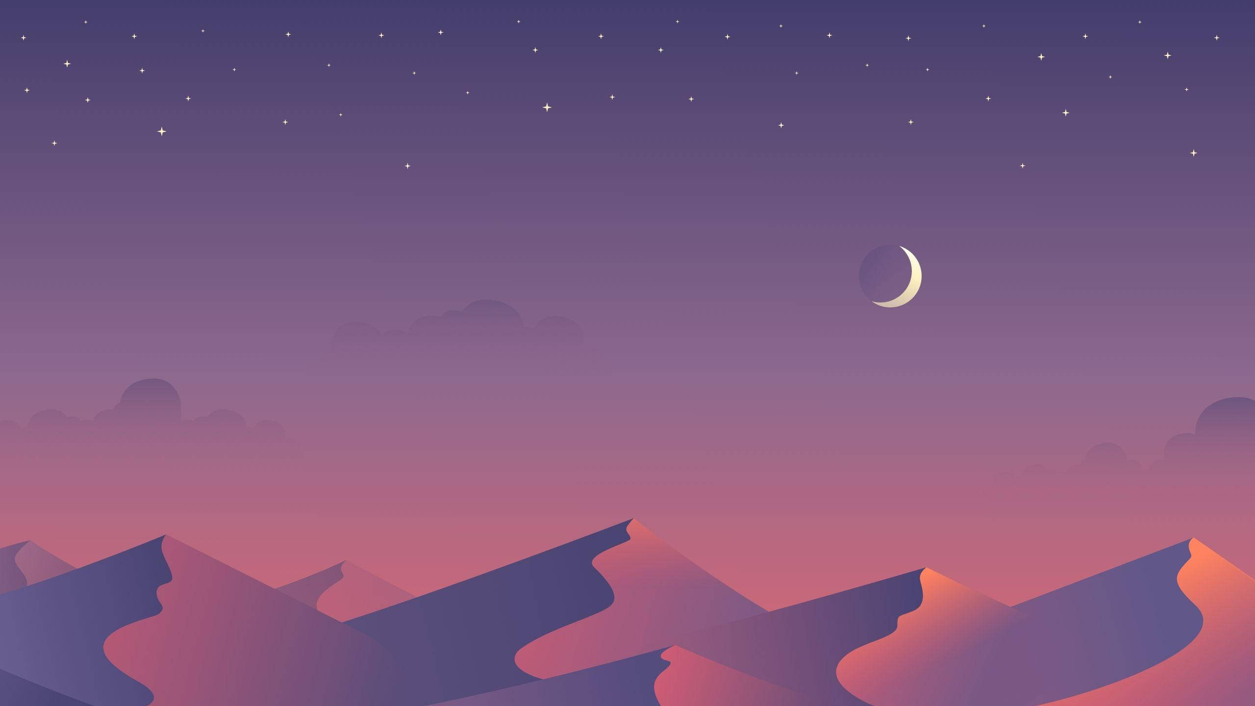 Indie æstetik laptop sandklitter under halvmåne Wallpapers