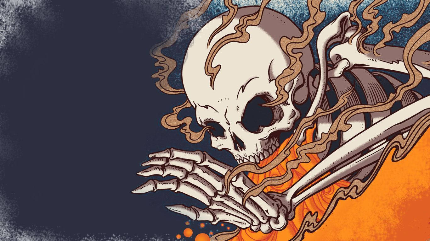 Indie Æstetisk Laptop Brændende Skelet Wallpapers