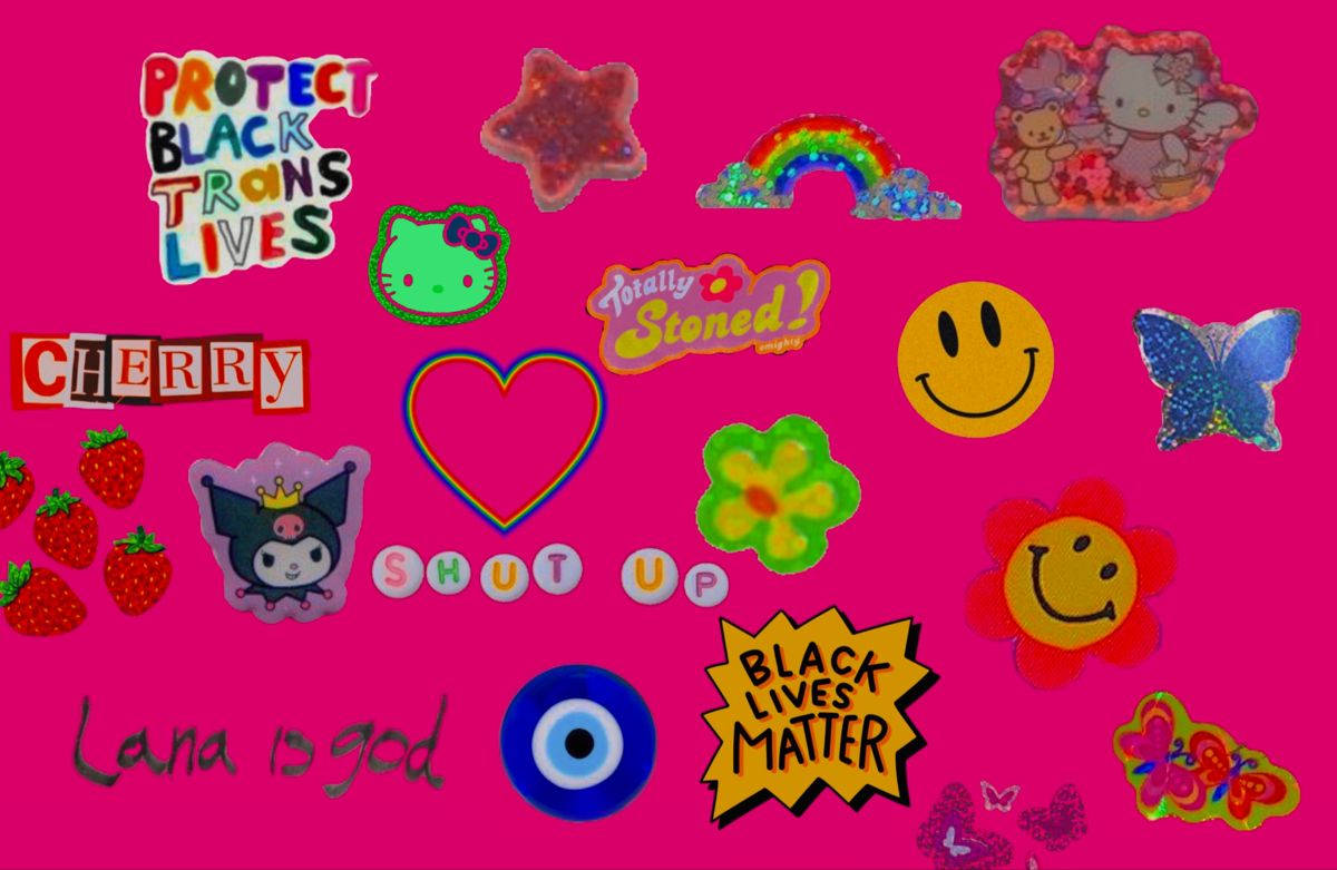 Indie æstetisk laptop klistermærke collage Wallpapers