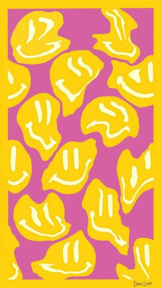 Indie Kid Æstetik Smeltede Gule Smilende Ansigter Wallpapers