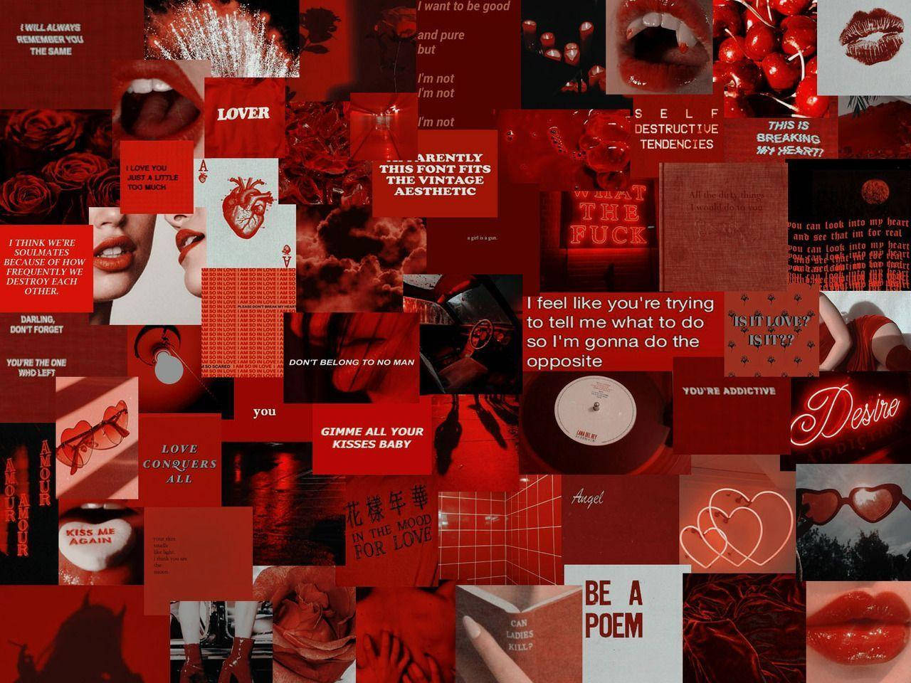Indie Æstetisk Bærbar Rød Collage Wallpapers