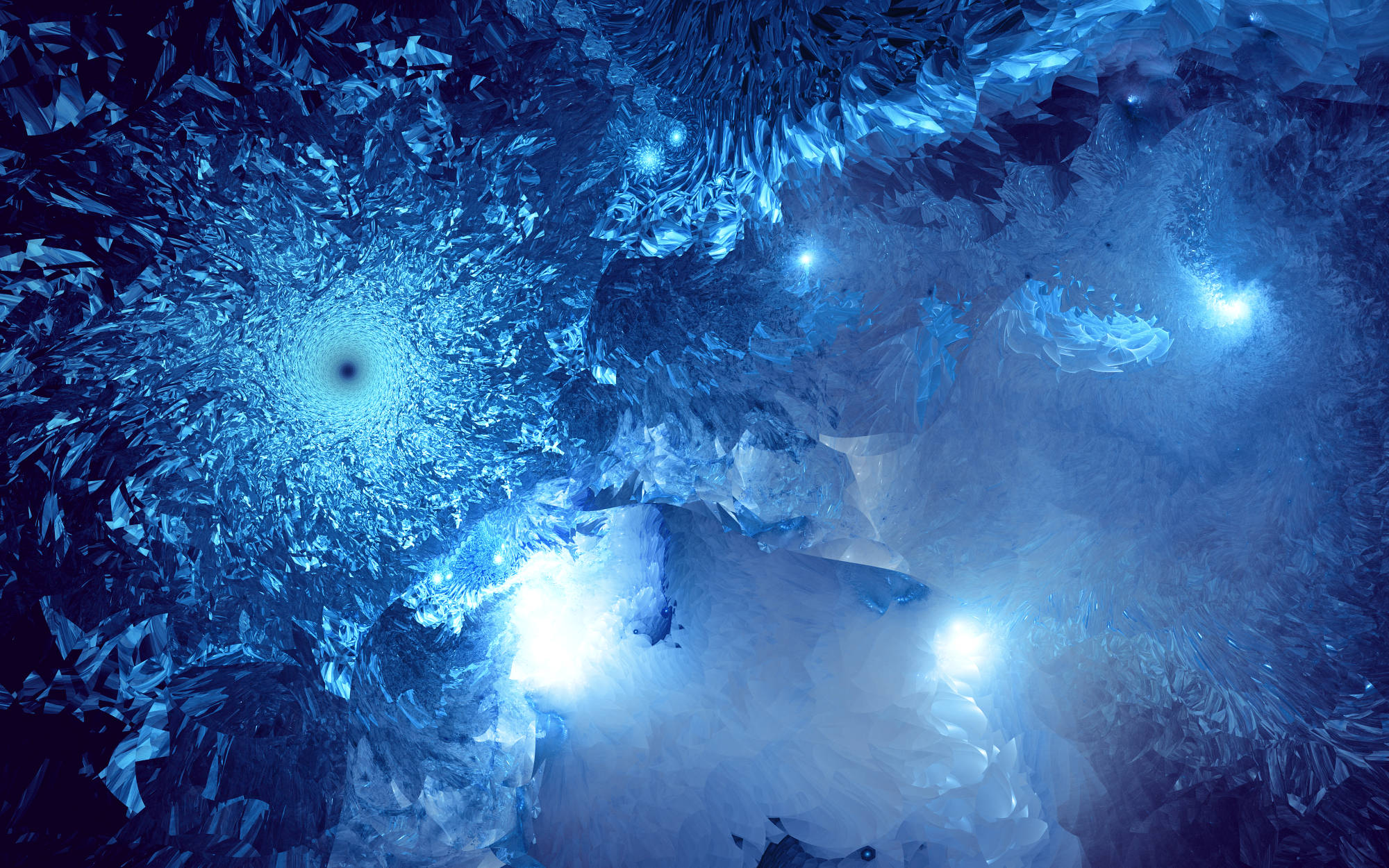 Indigo Frost - En surrealistisk kold krystalfraktal Wallpapers