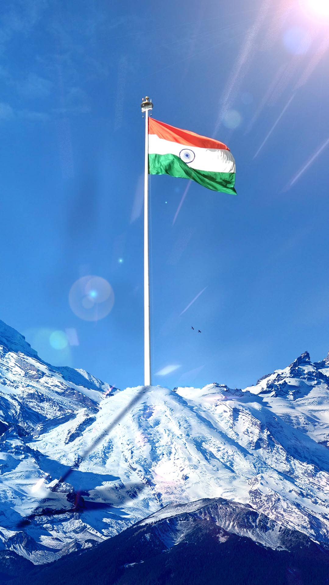 Indisk flag på sneklædt bjerg Wallpapers