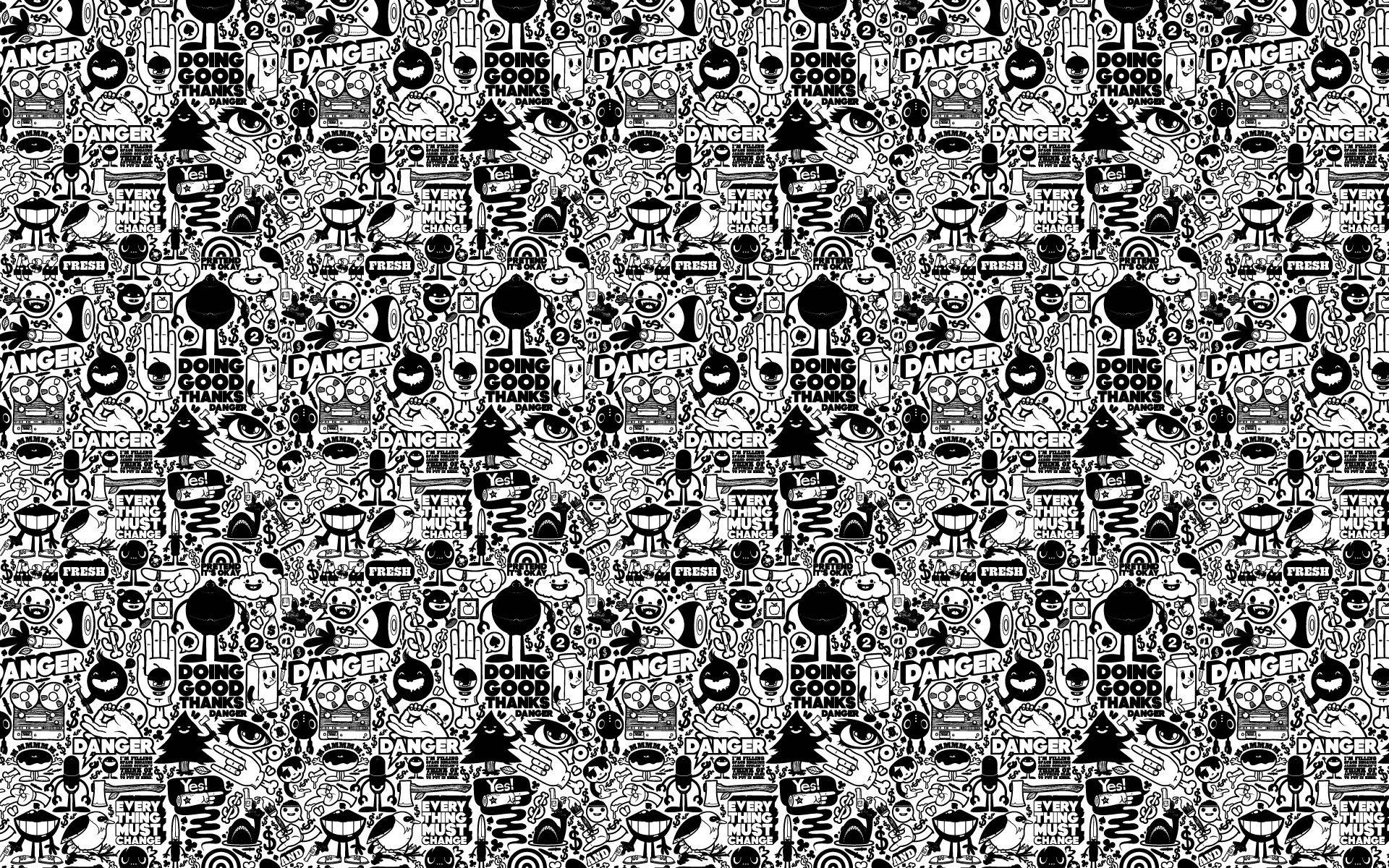 Indviklet sort-hvid kunst Wallpapers