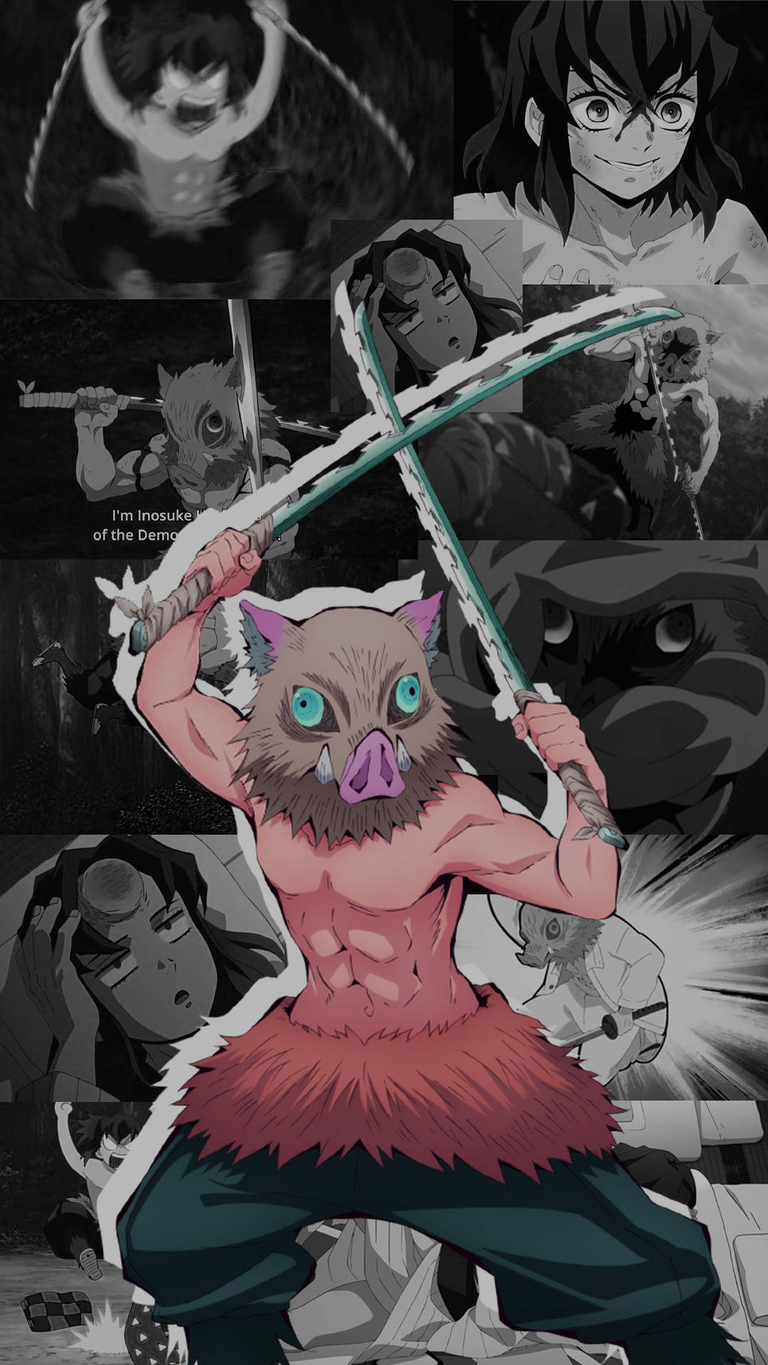 Inosuke på grisemaske Demon Slayer iPhone Wallpapers