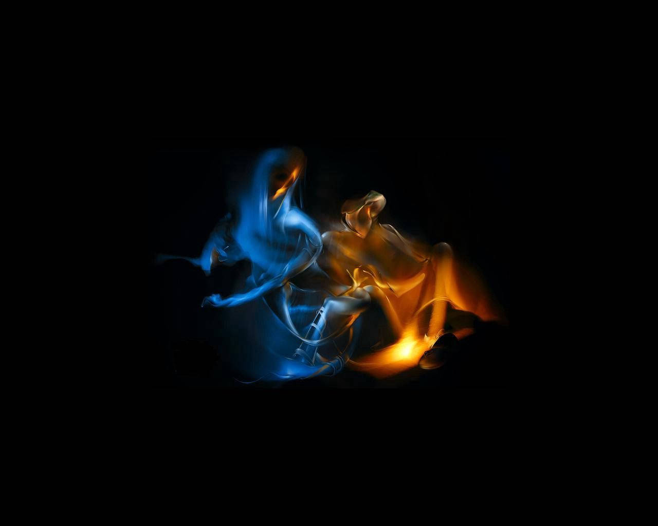 Intens Blå og Rød Ild Wallpapers