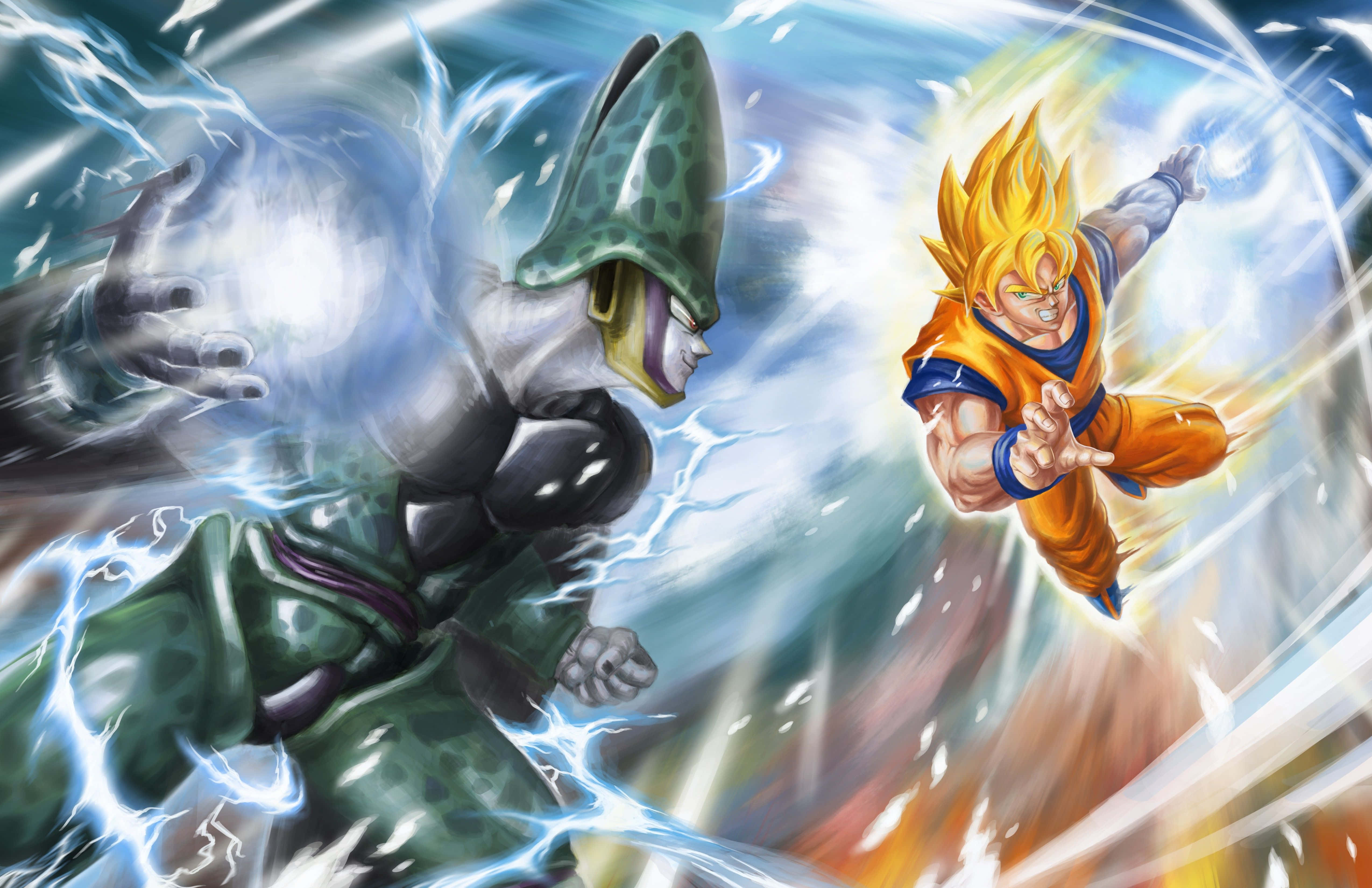 Intens kamp mellem Goku og Vegeta i Dragon Ball Z Wallpapers