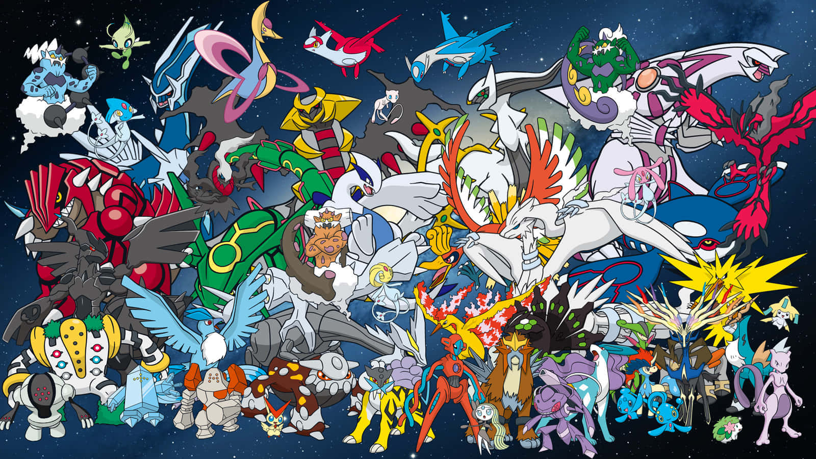 Intens kamp scene med legendariske Pokémon Wallpapers