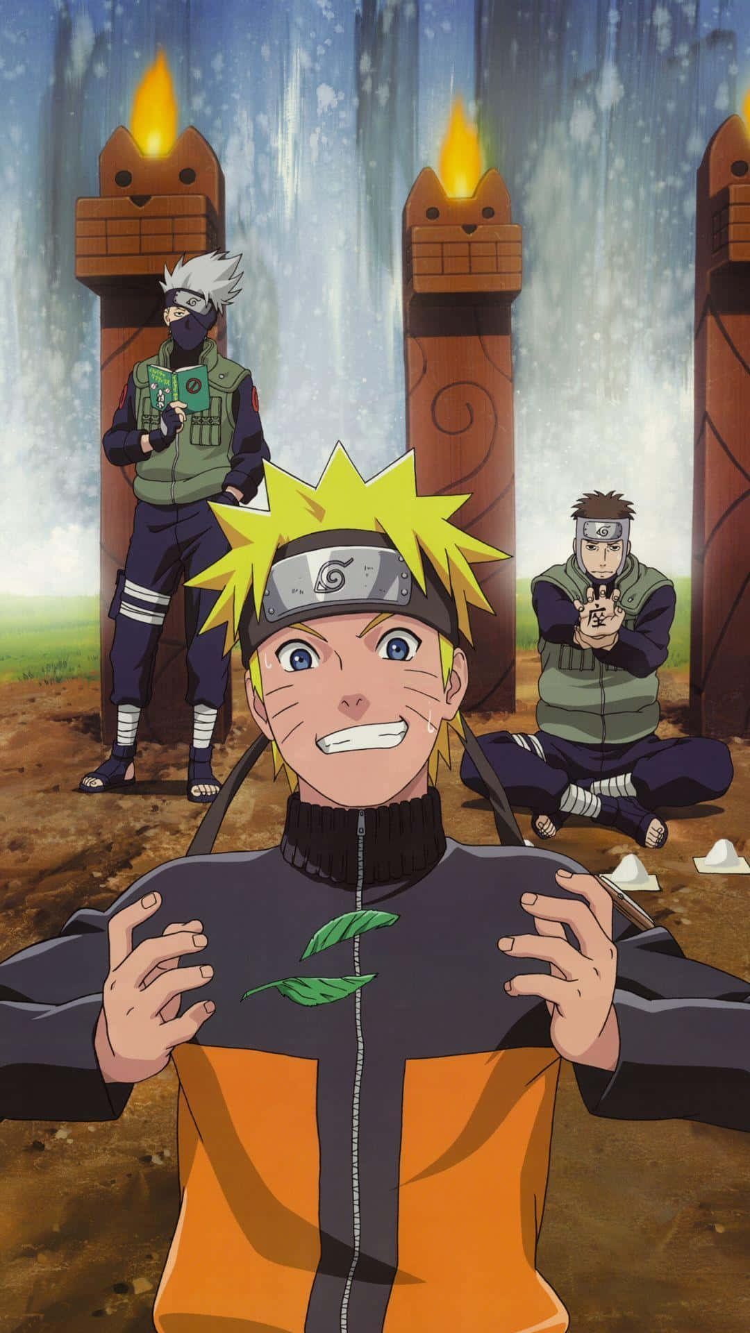 Intens Naruto Uzumaki kampstilling i lysende glød