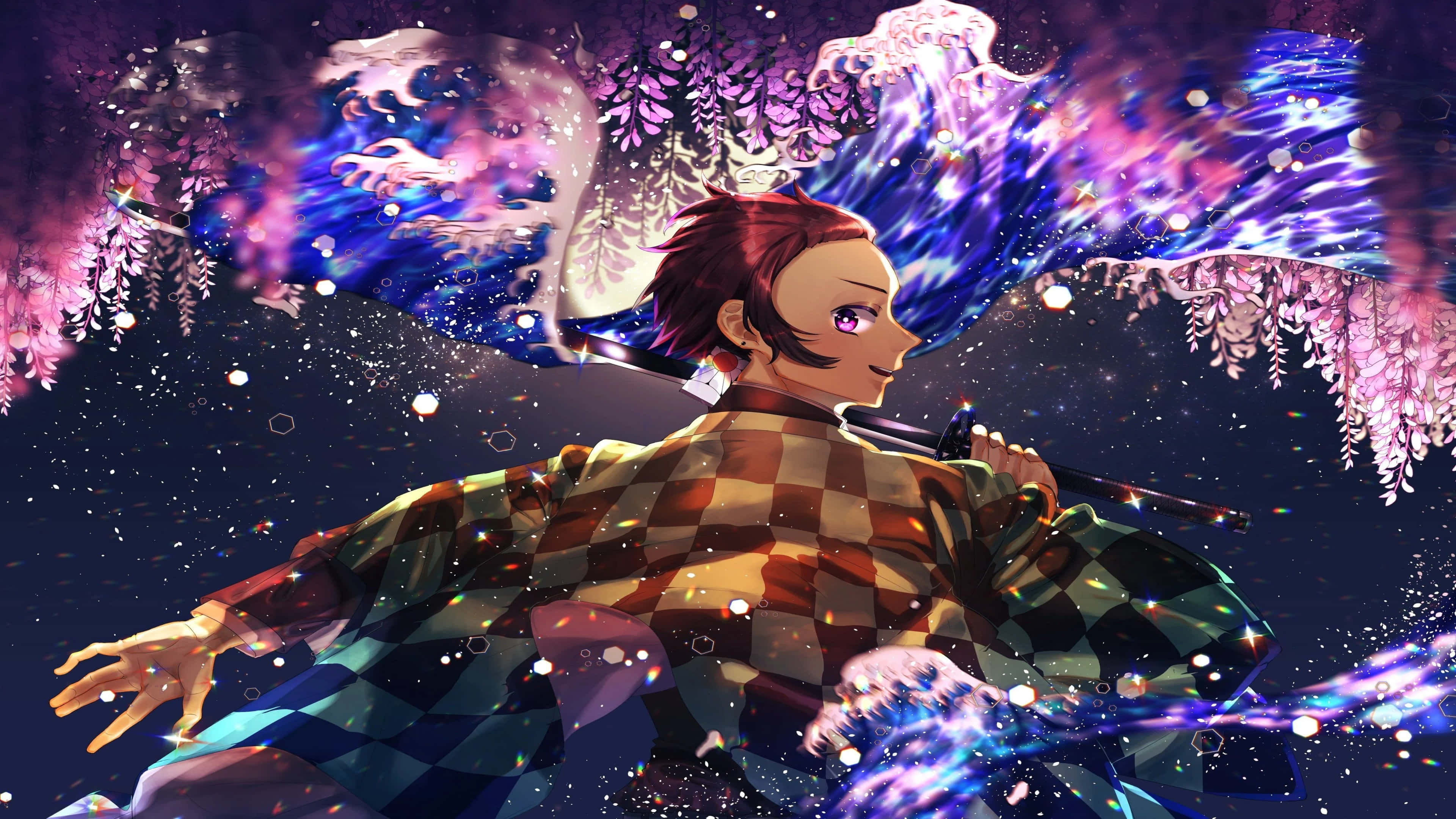 Intenst øjeblik fra Demon Slayer anime i betagende 4K Wallpapers