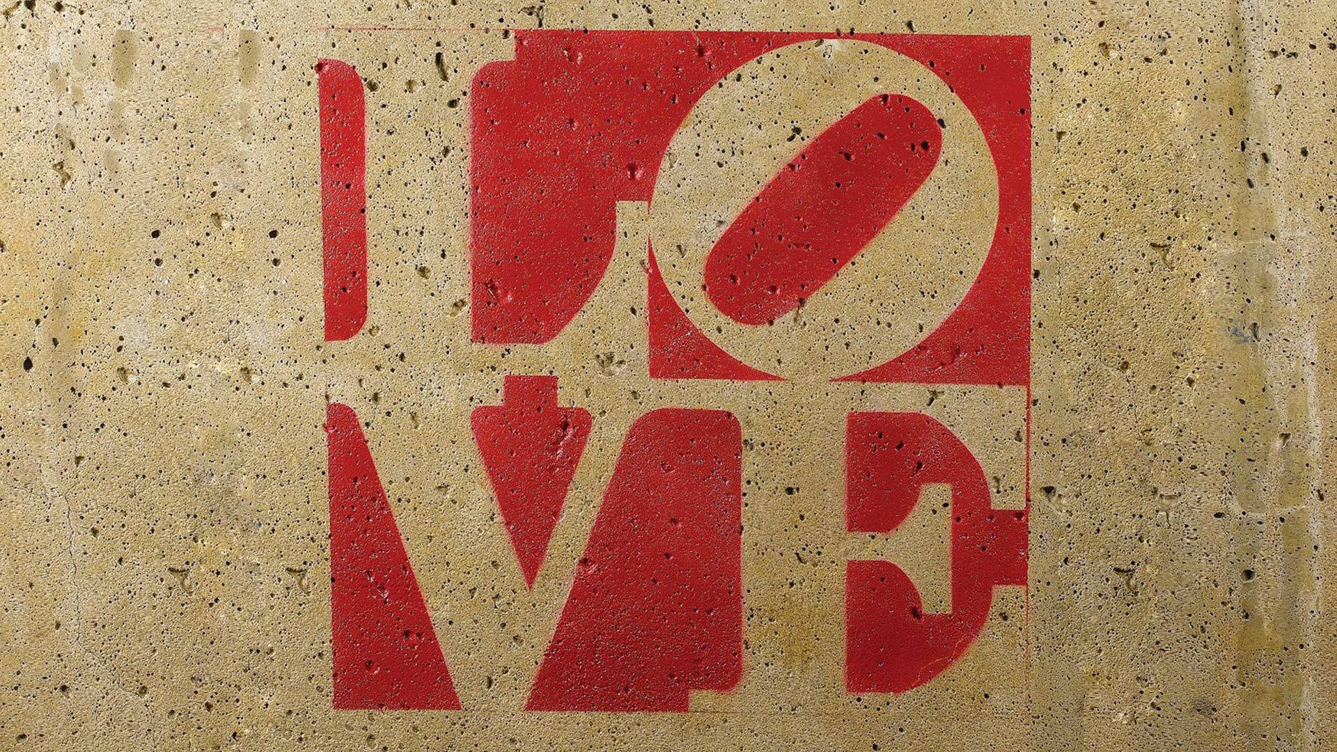 Kærlighedsinskription skrevet i rødt på en betonvæg til glædelig Valentinsdag. — Kærlighed Wallpapers