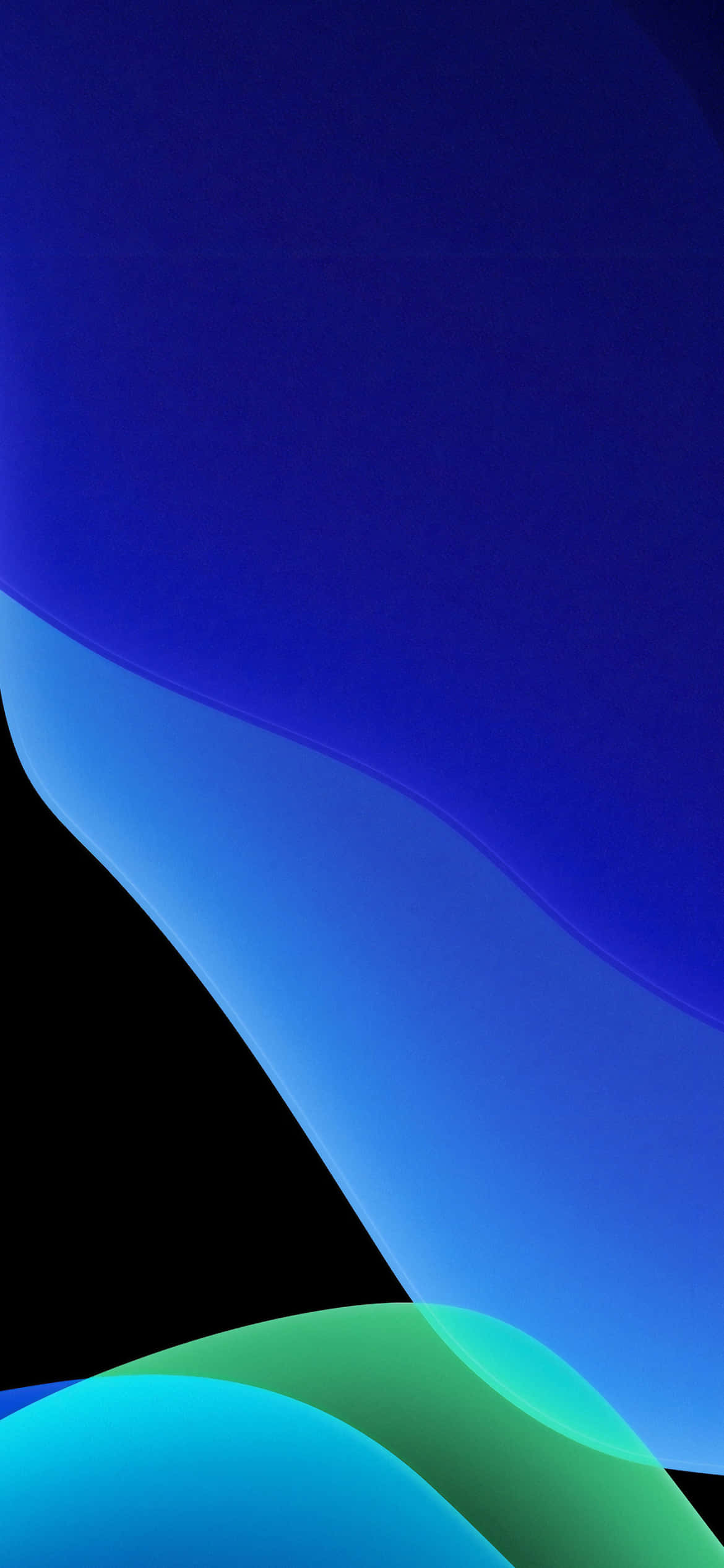 iOS 13 grøn med blå og sort baggrund Wallpapers