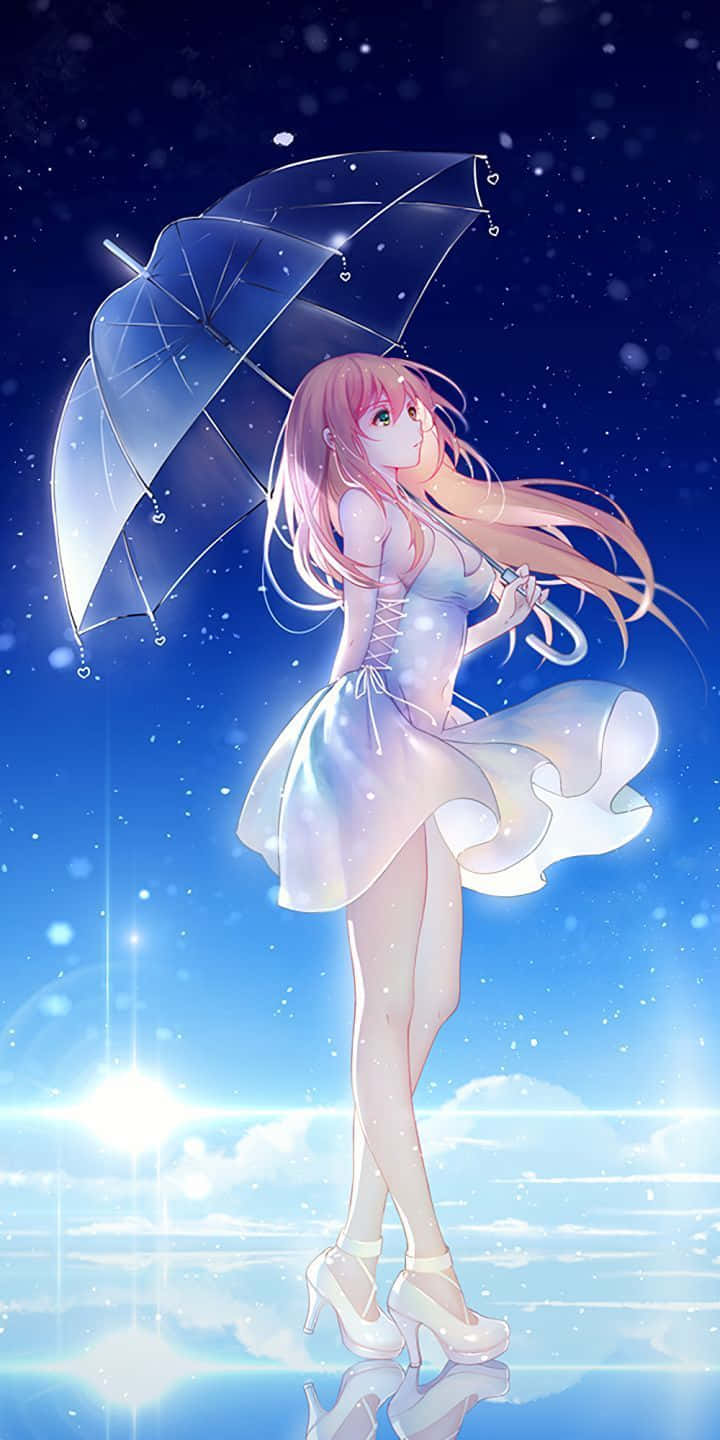 iPhone 12 Anime Pige Gennemsigtig Paraply Wallpapers
