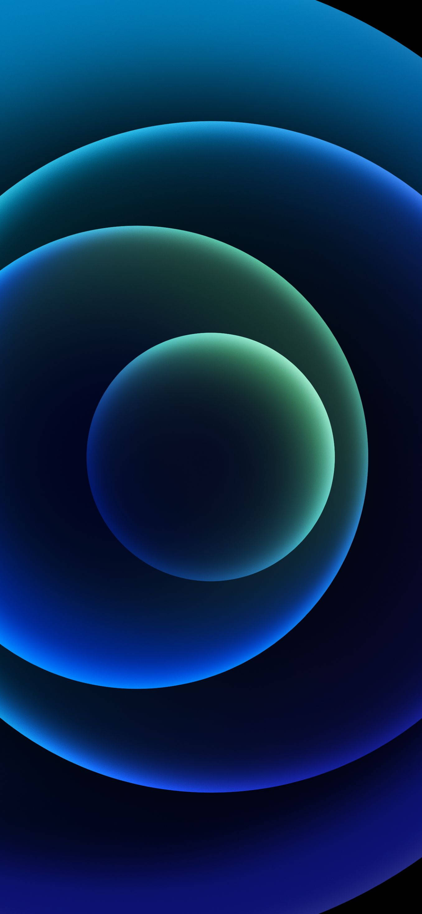iPhone 12 Stock Blå Mørkegrønne Cirkler Wallpapers