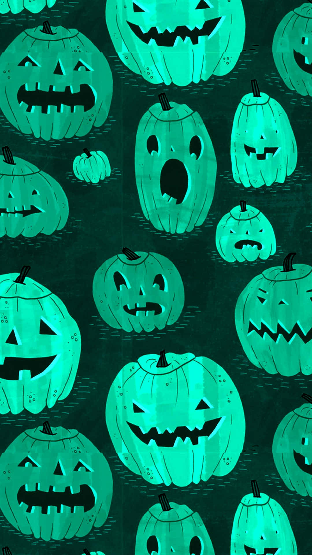 iPhone Halloween-baggrund med grønne græskarhoveder Wallpapers