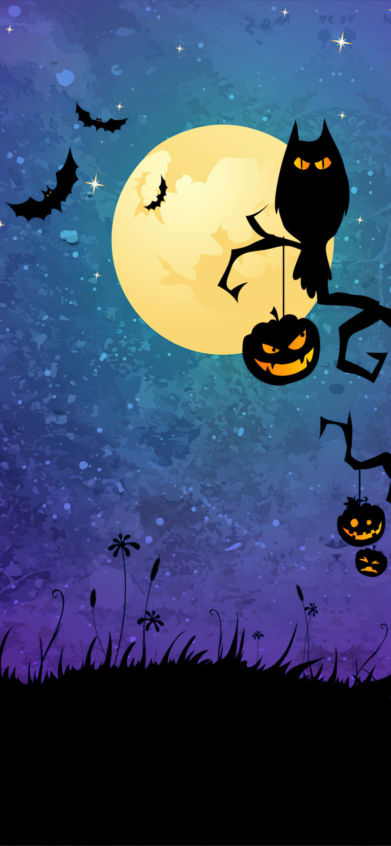 iPhone Halloween baggrund uhyggelige flagermus og måne sceneri Wallpapers